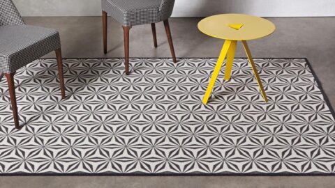 alfombras de diseño kp geometrik en un salón color negro