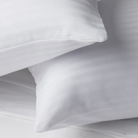 Funda almohada 100% algodón Velfont Raso Labrado, diseño listado, suave higiénica