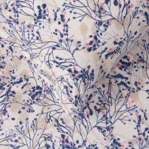 Detalle de motivo floral en sábanas Zucchi franela algodón. Colores azules rosas intensos, Fernández Textil.