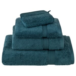 Juego toallas azul Supima Blank Home en Fernández Textil. Combinación extrasuave extraabsorbente 100% algodón alto gramaje.