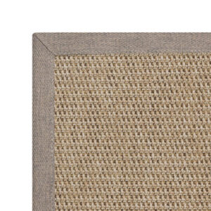 Esquina de alfombra exterior con remate a medida resistente Rols Nature 4507. Antimanchas, resistente al agua, sol. beige