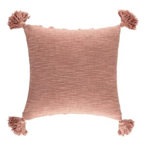 Comprar online cojín pompones Kas Australia Lia, color rosa salmón 50x50, Fernández Textil