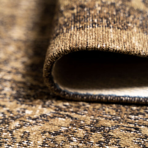 Alfombra vintage Yazd algodón desgastada, marrón y beige, comprar online Fernández Textil.