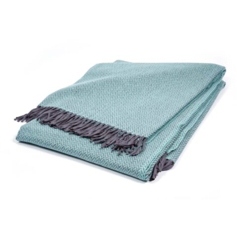 Manta Ezcaray lana merino 100% Australia extra fino diseño en forma de espiga comprar online Fernández Textil. Color azulito