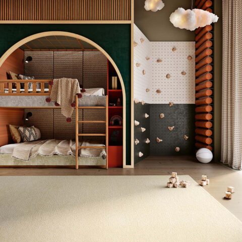 Habitacion infantil con alfombra suave a medida Santos Monteiro Sleek color crudo agradable suave