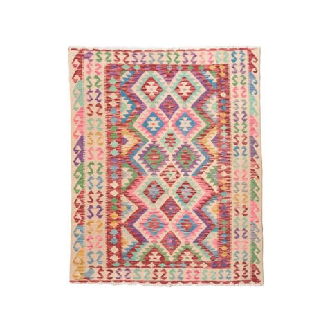 Kilim Maimana alfombra lana reversible manual Afganistán multicolor diseño juegos geométricos comprar online Fernández Textil
